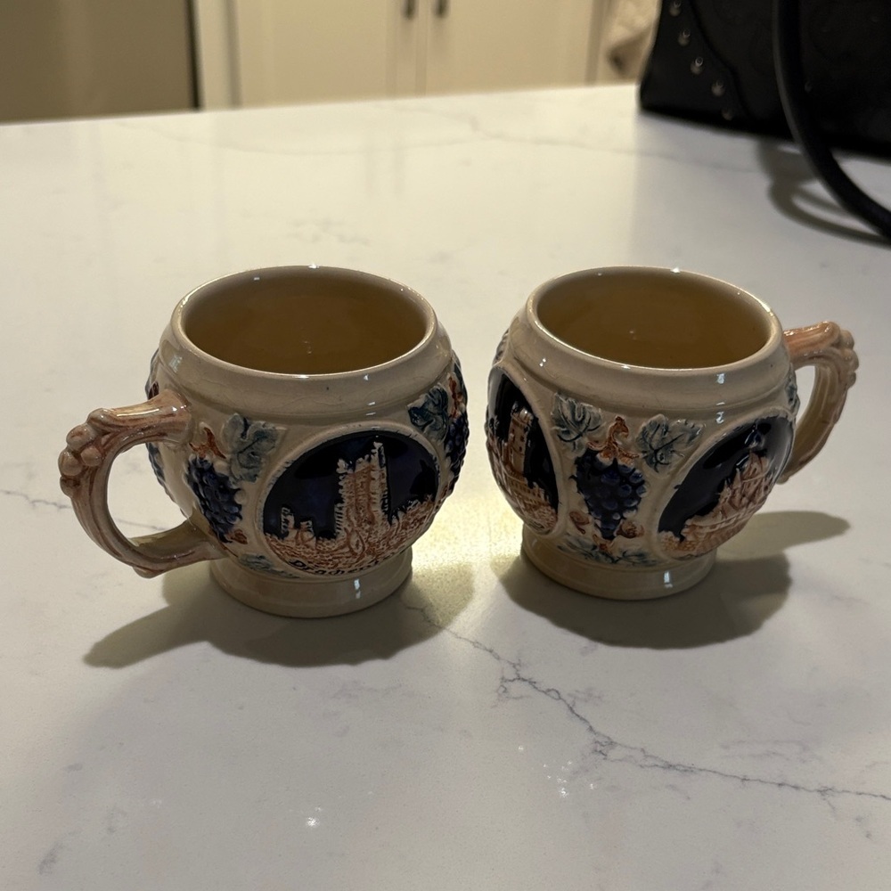 Vintage Ceramic Mugs with Blue and Cream Design German - Picture 7 of 7